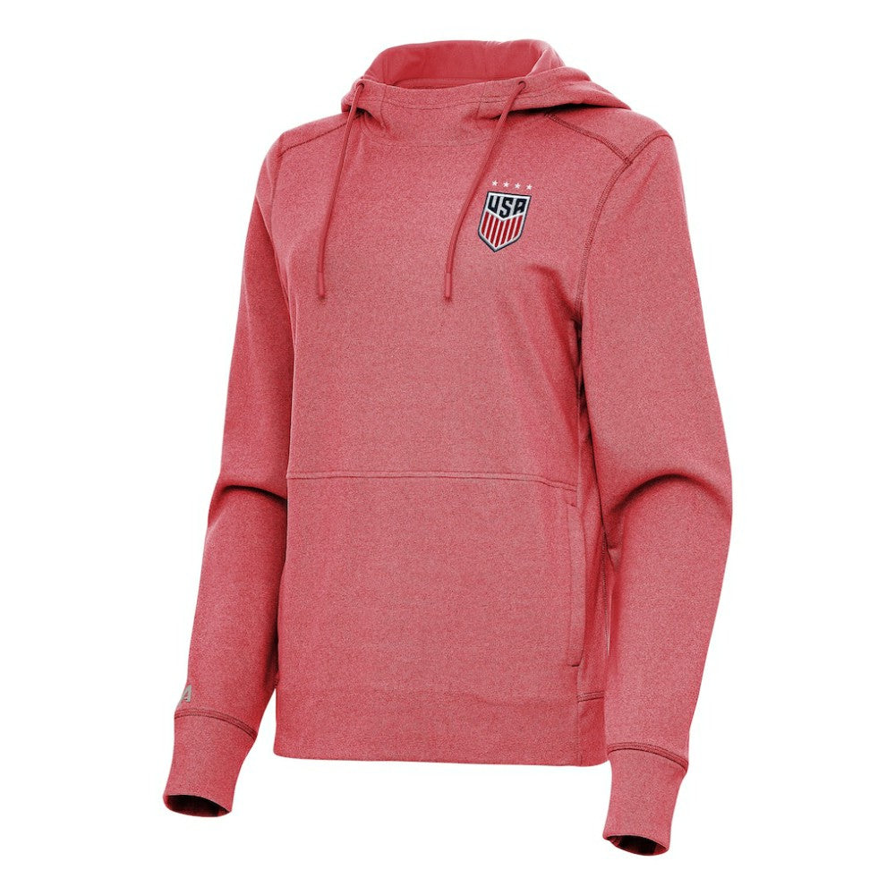 USWNT Antigua Women's Justice Pullover Hoodie Heather Red