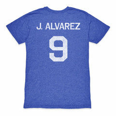 Julián Álvarez Argentina National Team 1863FC Retro Name & Number Tri-Blend T-Shirt Blue