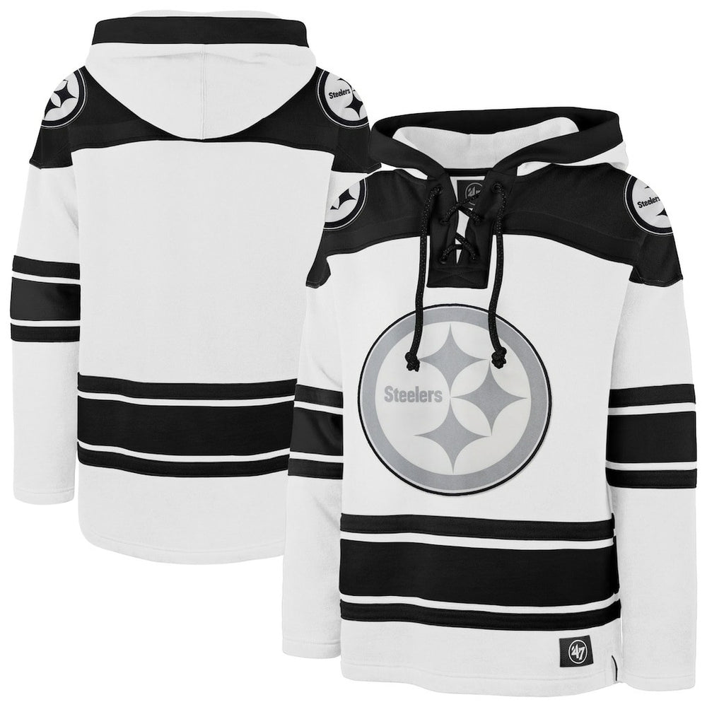 47 brand Pittsburgh Steelers '47 After Image Superior Lacer Pullover Hoodie White