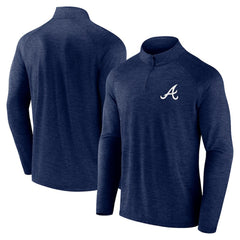 Atlanta Braves Fanatics Head-to-Head Raglan Quarter-Zip Jacket - Navy - Fanatics on Sale