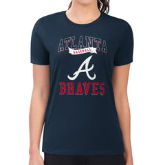 Atlanta Braves G-III 4Her by Carl Banks Women's Super-Slim Fit Lightweight Team Logo Graphic T-Shirt - Navy - MLB Discount
