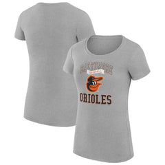 Baltimore Orioles G-III 4Her by Carl Banks Women's Super-Slim Fit Lightweight Team Logo Graphic T-Shirt - Heather Gray - MLB Sale