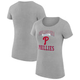 Philadelphia Phillies G-III 4Her by Carl Banks Women's Super-Slim Fit Lightweight Team Logo Graphic T-Shirt - Heather Gray - MLB on Sale