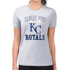 Kansas City Royals G-III 4Her by Carl Banks Women's Super-Slim Fit Lightweight Team Logo Graphic T-Shirt - Heather Gray - MLB Sale