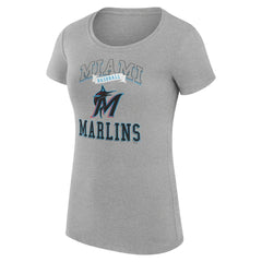 Miami Marlins G-III 4Her by Carl Banks Women's Super-Slim Fit Lightweight Team Logo Graphic T-Shirt - Heather Gray - MLB Discount