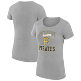 Pittsburgh Pirates G-III 4Her by Carl Banks Women's Super-Slim Fit Lightweight Team Logo Graphic T-Shirt - Heather Gray - MLB Lifestyle
