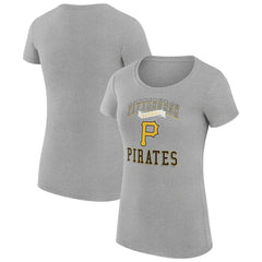 Pittsburgh Pirates G-III 4Her by Carl Banks Women's Super-Slim Fit Lightweight Team Logo Graphic T-Shirt - Heather Gray - MLB Lifestyle