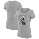 Milwaukee Brewers G-III 4Her by Carl Banks Women's Super-Slim Fit Lightweight Team Logo Graphic T-Shirt - Heather Gray - MLB Sale