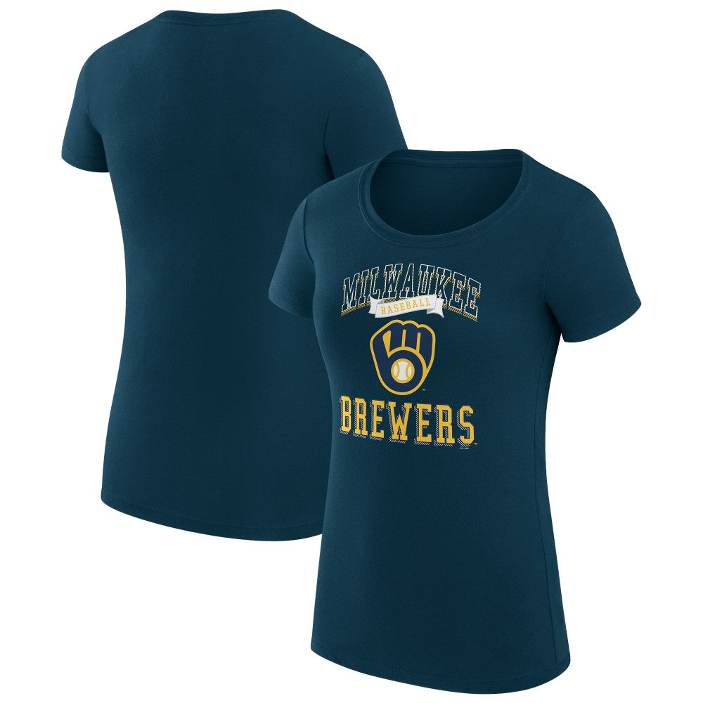 Milwaukee Brewers G-III 4Her by Carl Banks Women's Super-Slim Fit Lightweight Team Logo Graphic T-Shirt - Navy - MLB Online