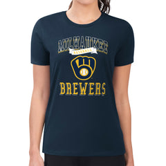 Milwaukee Brewers G-III 4Her by Carl Banks Women's Super-Slim Fit Lightweight Team Logo Graphic T-Shirt - Navy - MLB Online