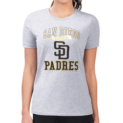 San Diego Padres G-III 4Her by Carl Banks Women's Super-Slim Fit Lightweight Team Logo Graphic T-Shirt - Heather Gray - MLB Discount