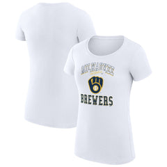 Milwaukee Brewers G-III 4Her by Carl Banks Women's Super-Slim Fit Lightweight Team Logo Graphic T-Shirt - White - MLB Lifestyle