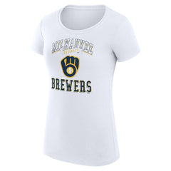 Milwaukee Brewers G-III 4Her by Carl Banks Women's Super-Slim Fit Lightweight Team Logo Graphic T-Shirt - White - MLB Lifestyle