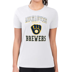 Milwaukee Brewers G-III 4Her by Carl Banks Women's Super-Slim Fit Lightweight Team Logo Graphic T-Shirt - White - MLB Lifestyle