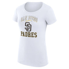 San Diego Padres G-III 4Her by Carl Banks Women's Super-Slim Fit Lightweight Team Logo Graphic T-Shirt - White - MLB Sale