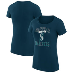 Seattle Mariners G-III 4Her by Carl Banks Women's Super-Slim Fit Lightweight Team Logo Graphic T-Shirt - Navy - MLB Sale
