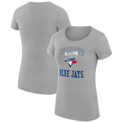 Toronto Blue Jays G-III 4Her by Carl Banks Women's Super-Slim Fit Lightweight Team Logo Graphic T-Shirt - Heather Gray - MLB Sale