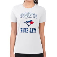 Toronto Blue Jays G-III 4Her by Carl Banks Women's Super-Slim Fit Lightweight Team Logo Graphic T-Shirt - White - MLB Lifestyle