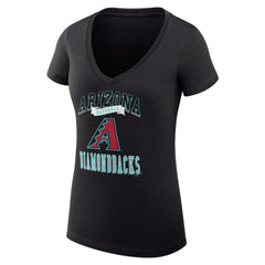 Arizona Diamondbacks G-III 4Her by Carl Banks Women's Super-Slim Fit Lightweight Team Logo Graphic V-Neck T-Shirt - Black - MLB Lifestyle