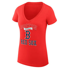 Boston Red Sox G-III 4Her by Carl Banks Women's Super-Slim Fit Lightweight Team Logo Graphic V-Neck T-Shirt - Red - MLB Lifestyle