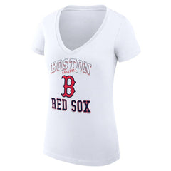 Boston Red Sox G-III 4Her by Carl Banks Women's Super-Slim Fit Lightweight Team Logo Graphic V-Neck T-Shirt - White - MLB Discount