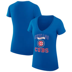 Chicago Cubs G-III 4Her by Carl Banks Women's Super-Slim Fit Lightweight Team Logo Graphic V-Neck T-Shirt - Royal - MLB Sale