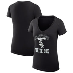 Chicago White Sox G-III 4Her by Carl Banks Women's Super-Slim Fit Lightweight Team Logo Graphic V-Neck T-Shirt - Black - MLB Online