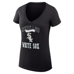 Chicago White Sox G-III 4Her by Carl Banks Women's Super-Slim Fit Lightweight Team Logo Graphic V-Neck T-Shirt - Black - MLB Online