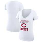Cincinnati Reds G-III 4Her by Carl Banks Women's Super-Slim Fit Lightweight Team Logo Graphic V-Neck T-Shirt - White - MLB Discount