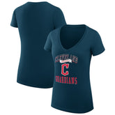 Cleveland Guardians G-III 4Her by Carl Banks Women's Super-Slim Fit Lightweight Team Logo Graphic V-Neck T-Shirt - Navy - MLB on Sale