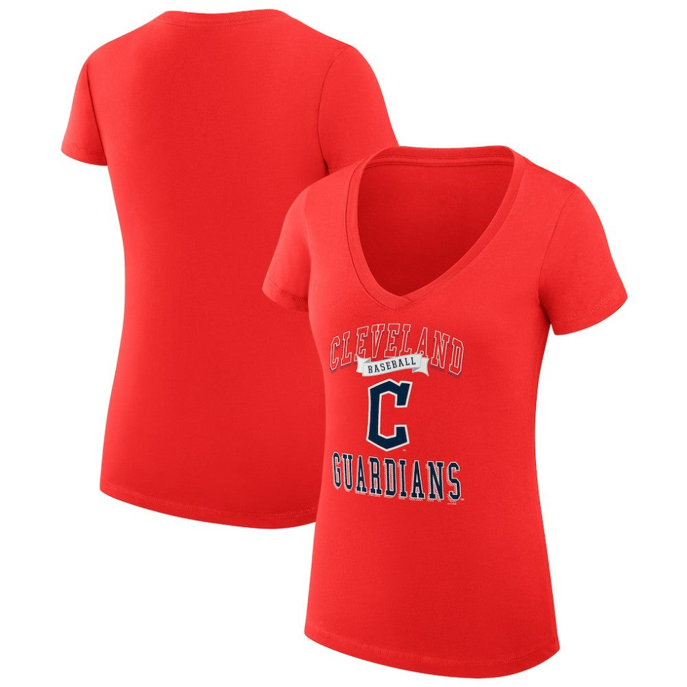 Cleveland Guardians G-III 4Her by Carl Banks Women's Super-Slim Fit Lightweight Team Logo Graphic V-Neck T-Shirt - Red - MLB Lifestyle