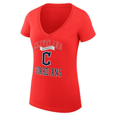 Cleveland Guardians G-III 4Her by Carl Banks Women's Super-Slim Fit Lightweight Team Logo Graphic V-Neck T-Shirt - Red - MLB Lifestyle