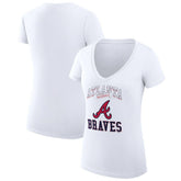Atlanta Braves G-III 4Her by Carl Banks Women's Super-Slim Fit Lightweight Team Logo Graphic V-Neck T-Shirt - White - MLB Sale