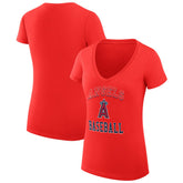Los Angeles Angels G-III 4Her by Carl Banks Women's Super-Slim Fit Lightweight Team Logo Graphic V-Neck T-Shirt - Red - MLB on Sale