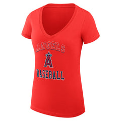 Los Angeles Angels G-III 4Her by Carl Banks Women's Super-Slim Fit Lightweight Team Logo Graphic V-Neck T-Shirt - Red - MLB on Sale