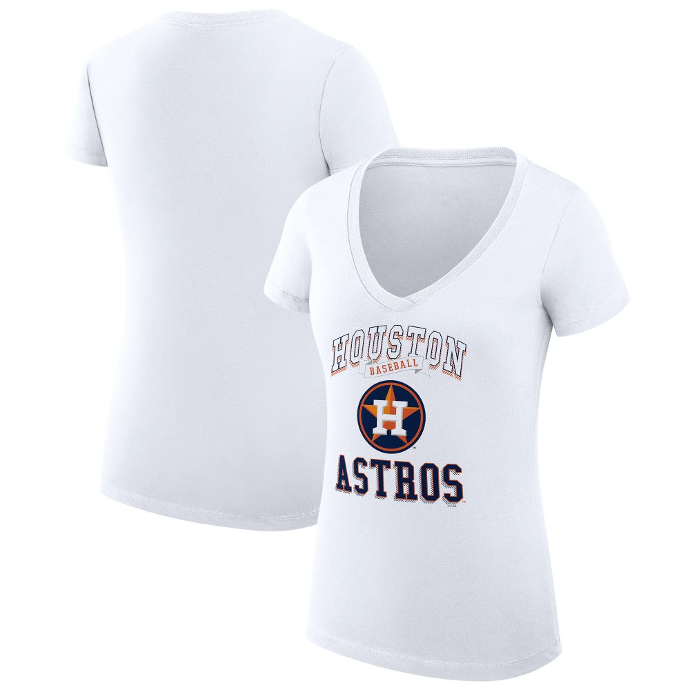 Houston Astros G-III 4Her by Carl Banks Women's Super-Slim Fit Lightweight Team Logo Graphic V-Neck T-Shirt - White - MLB Online
