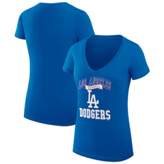 Los Angeles Dodgers G-III 4Her by Carl Banks Women's Super-Slim Fit Lightweight Team Logo Graphic V-Neck T-Shirt - Royal - MLB on Sale