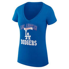 Los Angeles Dodgers G-III 4Her by Carl Banks Women's Super-Slim Fit Lightweight Team Logo Graphic V-Neck T-Shirt - Royal - MLB on Sale