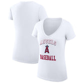 Los Angeles Angels G-III 4Her by Carl Banks Women's Super-Slim Fit Lightweight Team Logo Graphic V-Neck T-Shirt - White - MLB Lifestyle
