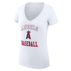 Los Angeles Angels G-III 4Her by Carl Banks Women's Super-Slim Fit Lightweight Team Logo Graphic V-Neck T-Shirt - White - MLB Lifestyle