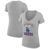 Los Angeles Dodgers G-III 4Her by Carl Banks Women's Super-Slim Fit Lightweight Team Logo Graphic V-Neck T-Shirt - Heather Gray - MLB Sale