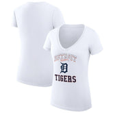 Detroit Tigers G-III 4Her by Carl Banks Women's Super-Slim Fit Lightweight Team Logo Graphic V-Neck T-Shirt - White - MLB on Sale