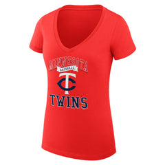 Minnesota Twins G-III 4Her by Carl Banks Women's Super-Slim Fit Lightweight Team Logo Graphic V-Neck T-Shirt - Red - MLB Sale