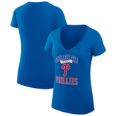 Philadelphia Phillies G-III 4Her by Carl Banks Women's Super-Slim Fit Lightweight Team Logo Graphic V-Neck T-Shirt - Royal - MLB Online