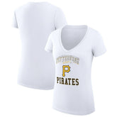 Pittsburgh Pirates G-III 4Her by Carl Banks Women's Super-Slim Fit Lightweight Team Logo Graphic V-Neck T-Shirt - White - MLB Discount
