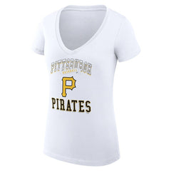 Pittsburgh Pirates G-III 4Her by Carl Banks Women's Super-Slim Fit Lightweight Team Logo Graphic V-Neck T-Shirt - White - MLB Discount