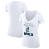 Seattle Mariners G-III 4Her by Carl Banks Women's Super-Slim Fit Lightweight Team Logo Graphic V-Neck T-Shirt - White - MLB Discount