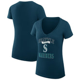 Seattle Mariners G-III 4Her by Carl Banks Women's Super-Slim Fit Lightweight Team Logo Graphic V-Neck T-Shirt - Navy - MLB Online