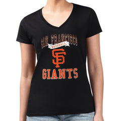 San Francisco Giants G-III 4Her by Carl Banks Women's Super-Slim Fit Lightweight Team Logo Graphic V-Neck T-Shirt - Black - MLB Online