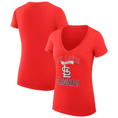 St. Louis Cardinals G-III 4Her by Carl Banks Women's Super-Slim Fit Lightweight Team Logo Graphic V-Neck T-Shirt - Red - MLB Online